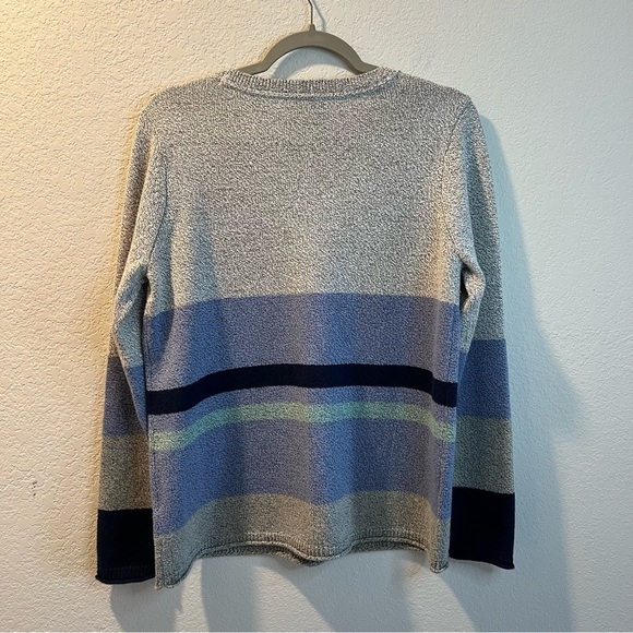 Women’s J. Jill gray and blue striped v-neck pullover sweater size small S - Picture 4 of 5